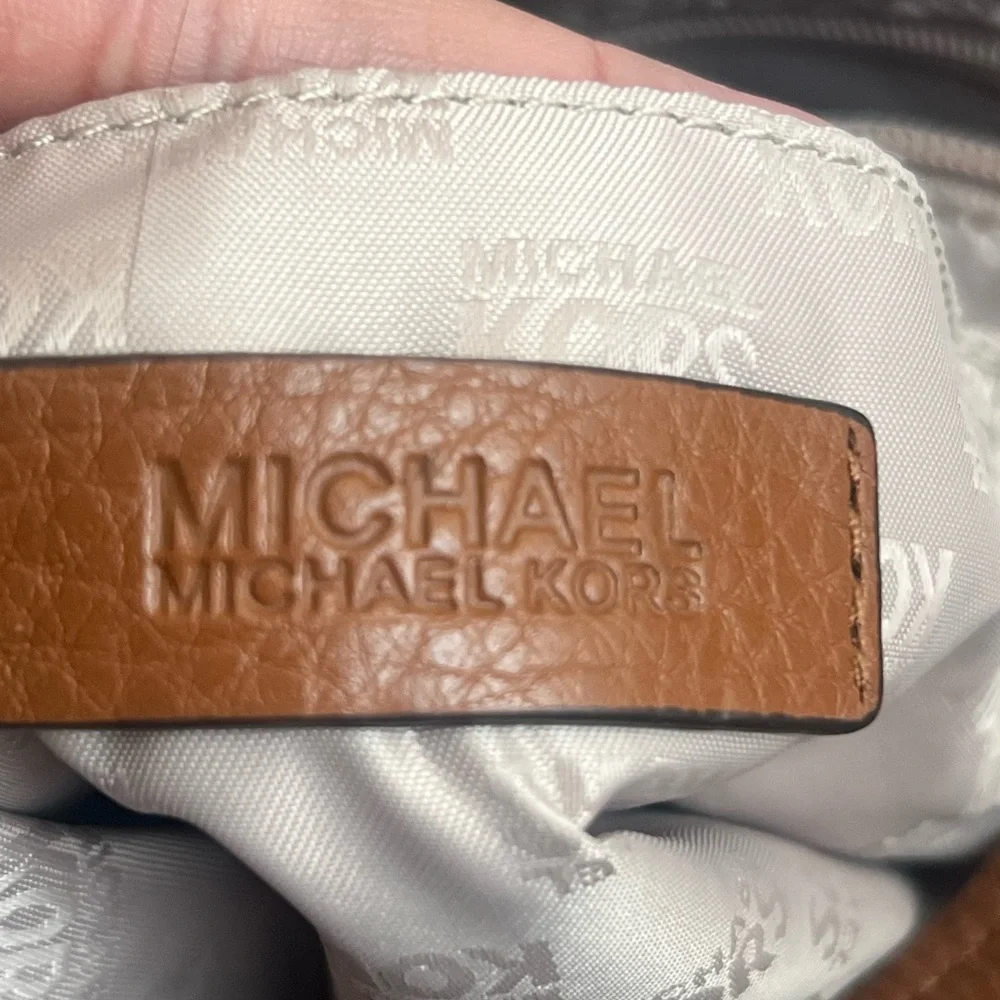 Michael Kors Pushlock brown Leather Hobo Shoulder Bag